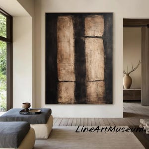 Boho Brown Abstract Painting Texture Art Light Brown Abstract Painting Brown Wabi Sabi Wall Art Oversized Neutral Beige Painting on Canvas