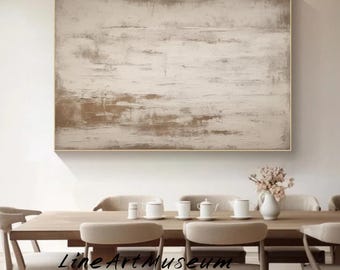 Brown Beige Abstract Oil Painting on Canvas: Impasto Abstract Painting, Wabi Sabi Textured Oil Canvas, Minimalist Palette Knife Wall Art