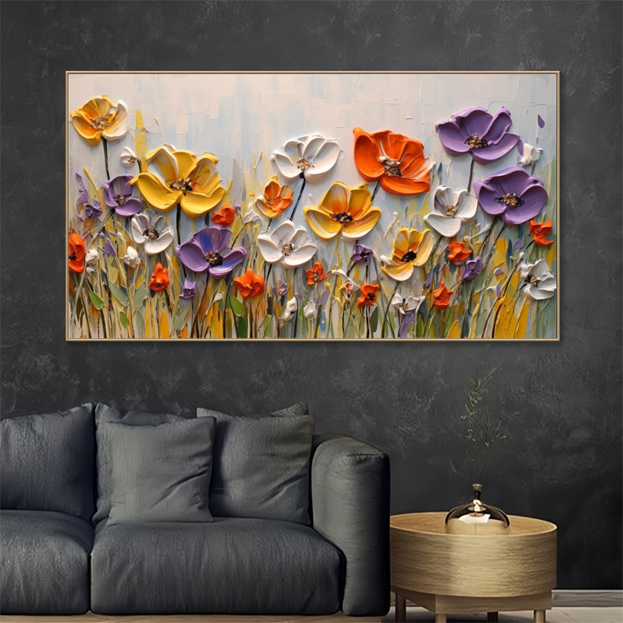 3D Flower Oil Painting on Canvas: Abstract Textured Wall Art - Etsy