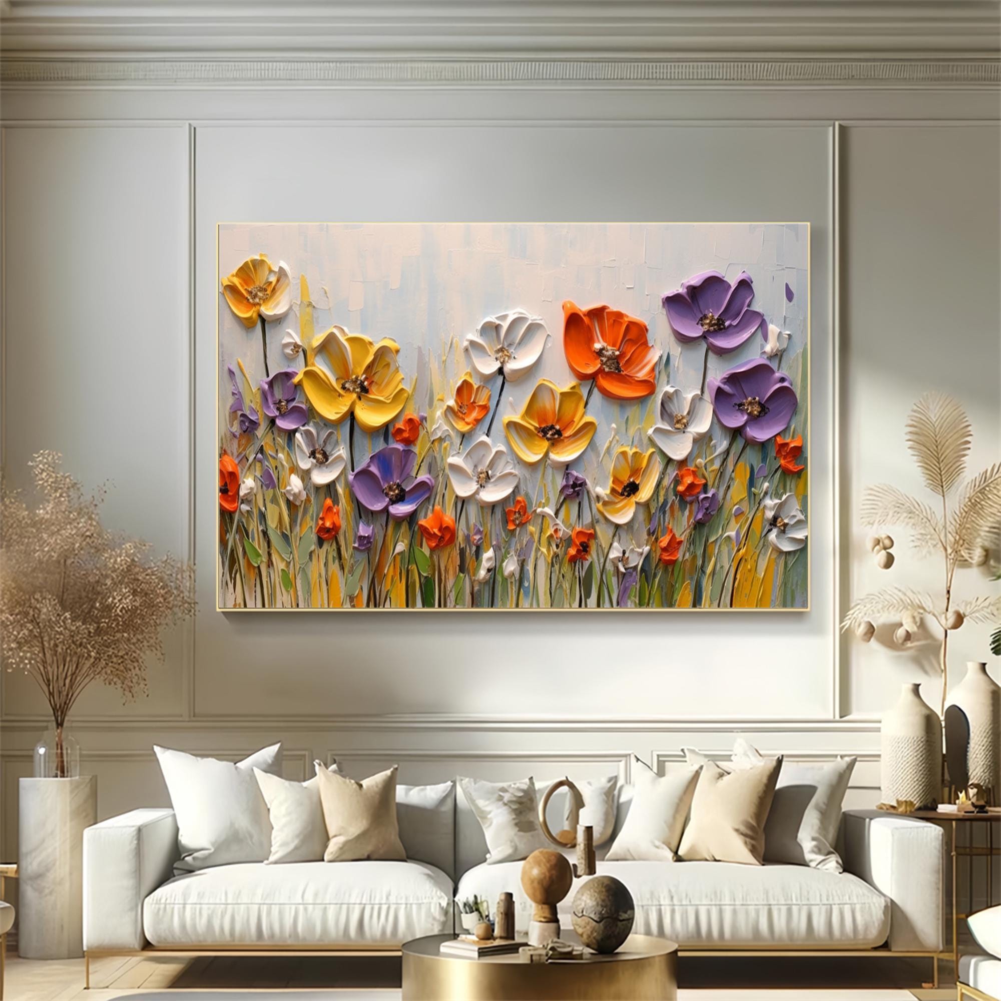 3D Flower Oil Painting on Canvas: Abstract Textured Wall Art - Etsy