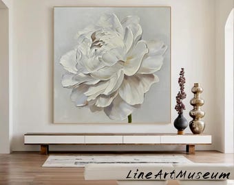 Original Flower Texture Wall Art 3D Textured Flower Abstract Painting  Textured Floral Wall Art Modern White Texture Painting