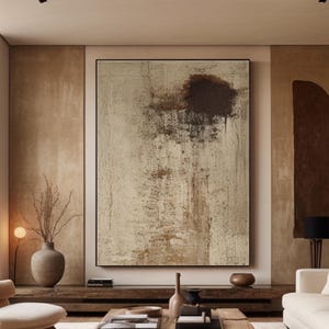 Large Brown Wall Art Beige 3D Texture Wall Art Brown Abstract oil Painting Brown Wabi Sabi Wall Art Neutral Wall Art Living Room Decor
