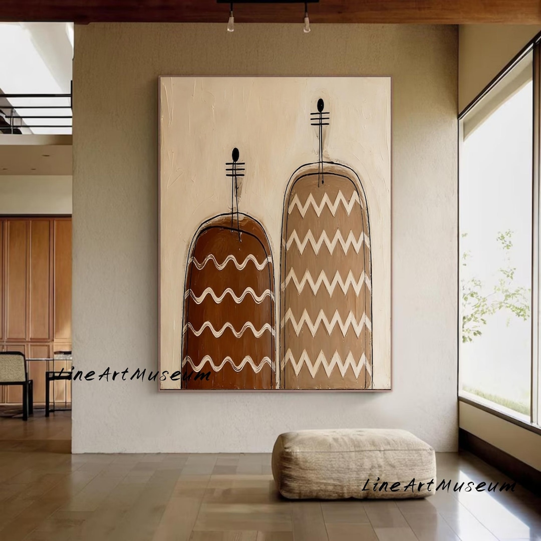 Beige Abstract Oil Painting, Textured Modern Wall Art - Etsy