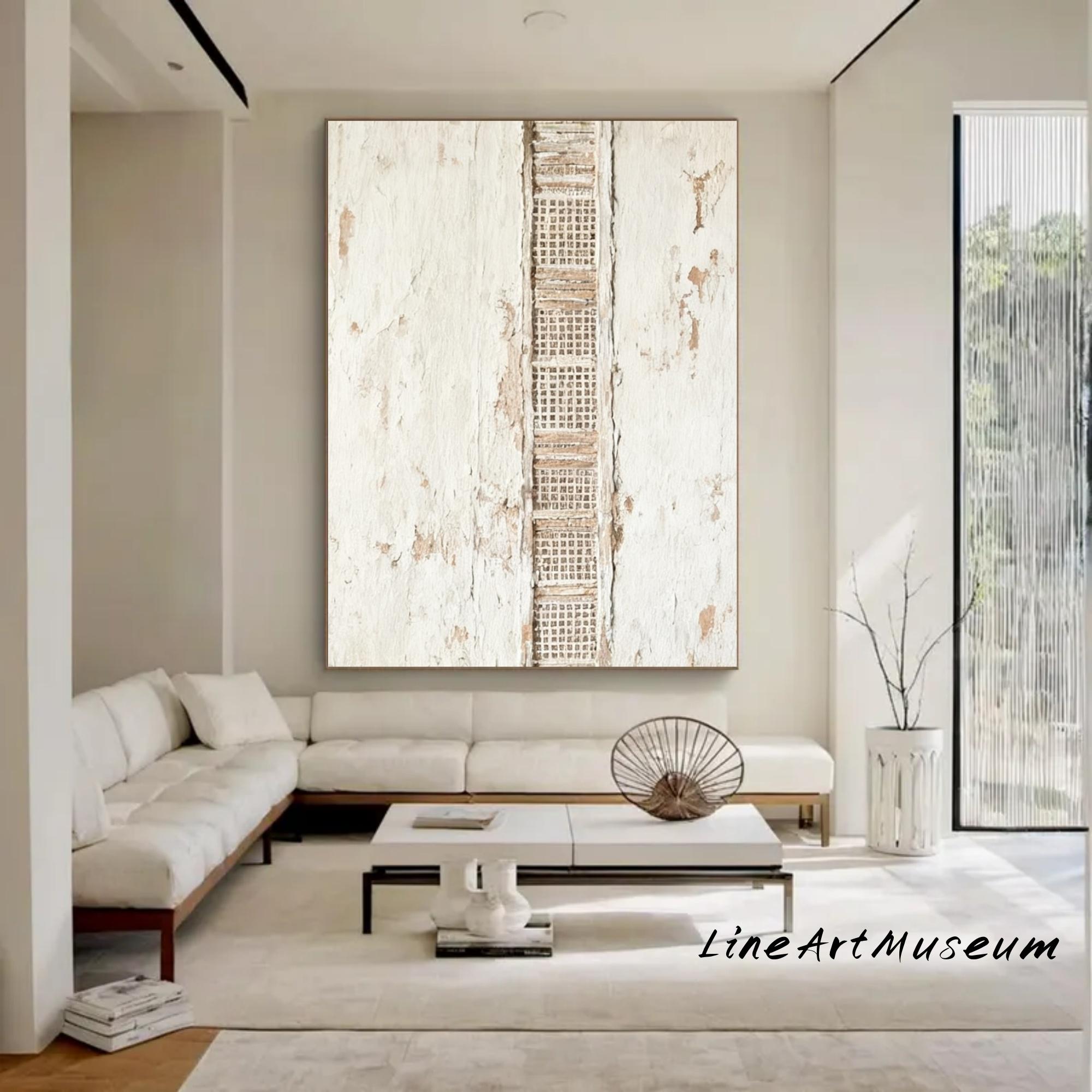 Beige Textured Canvas Painting, Large Abstract Wabi Sabi Wall Art - Etsy
