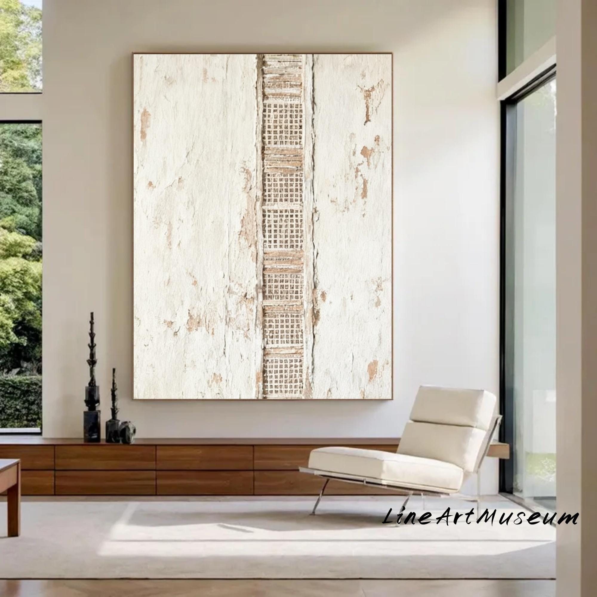 Beige Textured Canvas Painting, Large Abstract Wabi Sabi Wall Art - Etsy