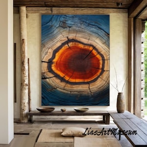Abstract Tree Ring Canvas Art: Wabi Sabi Style, Beige & Brown