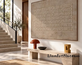 Modern Neutral Abstract Wall Art, Beige Textured Canvas Painting, Wabi Sabi Minimalist Decor, Contemporary Home Artwork