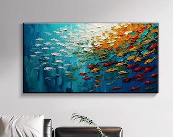 抽象魚 油彩画 抽象的な魚の絵画 抽象的な魚の油彩画の通販はau PAY
