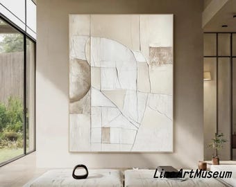 Beige Wabi Sabi Wall Art Beige Boho Painting Beige Texture Art Beige Minimalist Painting Neutral Beige Plaster Painting Living Room Wall Art