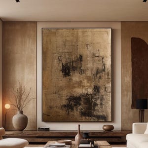 Brown Wabi-Sabi Wall Art Brown Minimalist Textured Painting Neutral Brown Painting Beige Wall Art Brown Minimalist Canvas Art for Home Decor