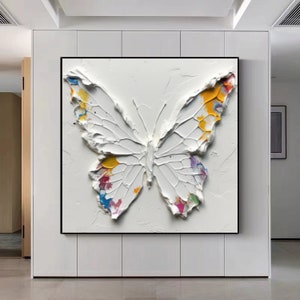 Original Abstract Butterfly Oil Painting on Canvas Textured Painting Abstract Wall Art Textured Wall Decor Gift Colorful Butterfly Painting