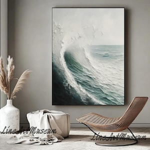 Textured Ocean Wave Painting: Abstract Coastal Seascape Canvas Art
