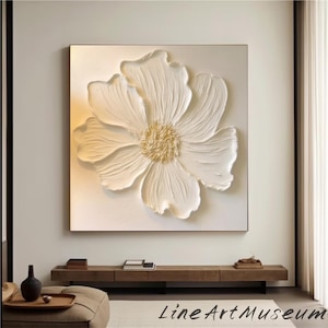 Large 3D Flower Oil Painting On Canvas,3D Texture Floral Wall Art,Original Texture Flower Painting,Hand Painted Modern Art Living Room Decor