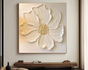 3D Flower Oil Painting On Canvas: Textured Floral Wall Art