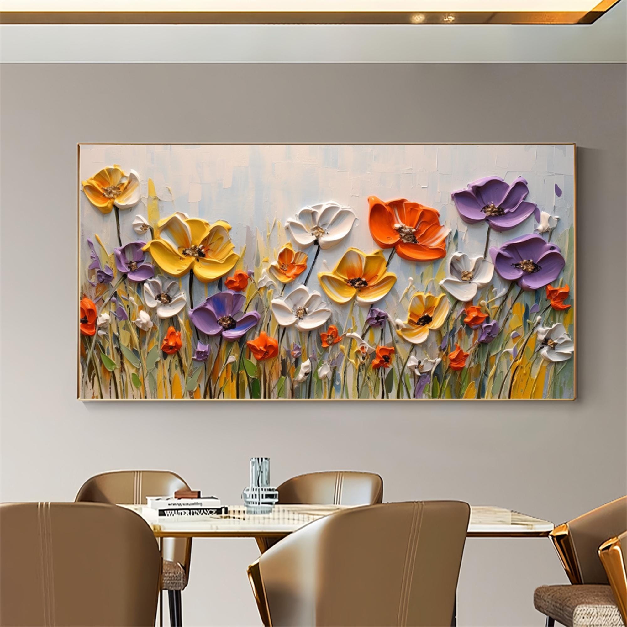 3D Flower Oil Painting on Canvas: Abstract Textured Wall Art - Etsy