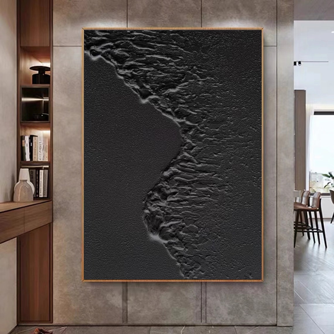 Large Black Abstract Painting Wabi Sabi Wall Art Black - Etsy