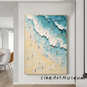 Large Seascape Oil Painting on Canvas, Original Color Ocean Room Decor, Living room Wall Decor, Modern Wall Art, Abstract Beach Painting