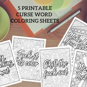 Adult Coloring Book Pages with Cure Words, Coloring Pages, Curse Word Coloring Pages, Swear Words