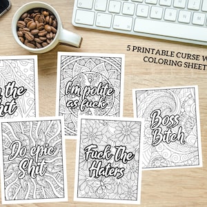 Adult Coloring Book Pages with Curse Words, Coloring Pages, Curse Word Coloring Pages, Swear Words