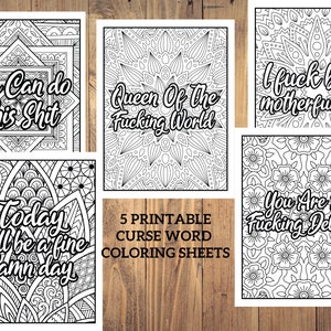 Adult Coloring Book Pages with Curse Words, Coloring Pages, Curse Word Coloring Pages, Swear Words