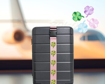 Four Leaf Clover Luggage Strap, Embroidered Clover Luggage Belt, Cute Lucky Clover Luggage Strap for Her, Travel Suitcase Strap for Luggage