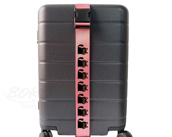 Schwarze Katze Gepäckgurt, lustiger Tier Gepäckgurt, personalisierter Reise-Gepäckgurt, benutzerdefinierter Gurt für Gepäck, Koffergurt