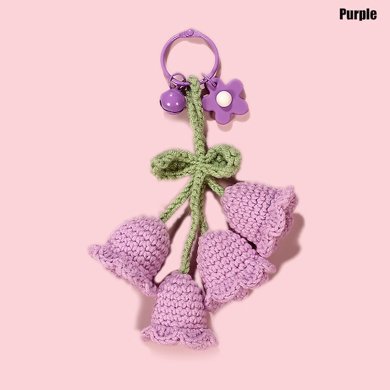 Crochet Knitted Lily of the Valley Key Chain Handmade Etsy