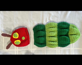 Crochet Very Hungry Caterpillar Cocoon and Hat Pattern, Preemie Newborn (PDF Pattern)
