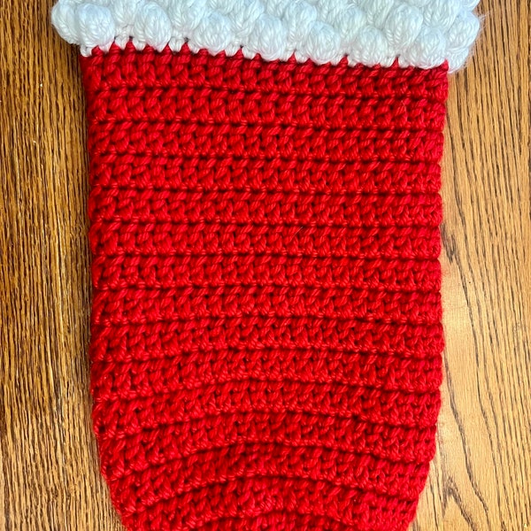 Santa Christmas Infant baby cocoon textured  red white puff stitch snuggle Snuggie stocking handmade made to order crochet