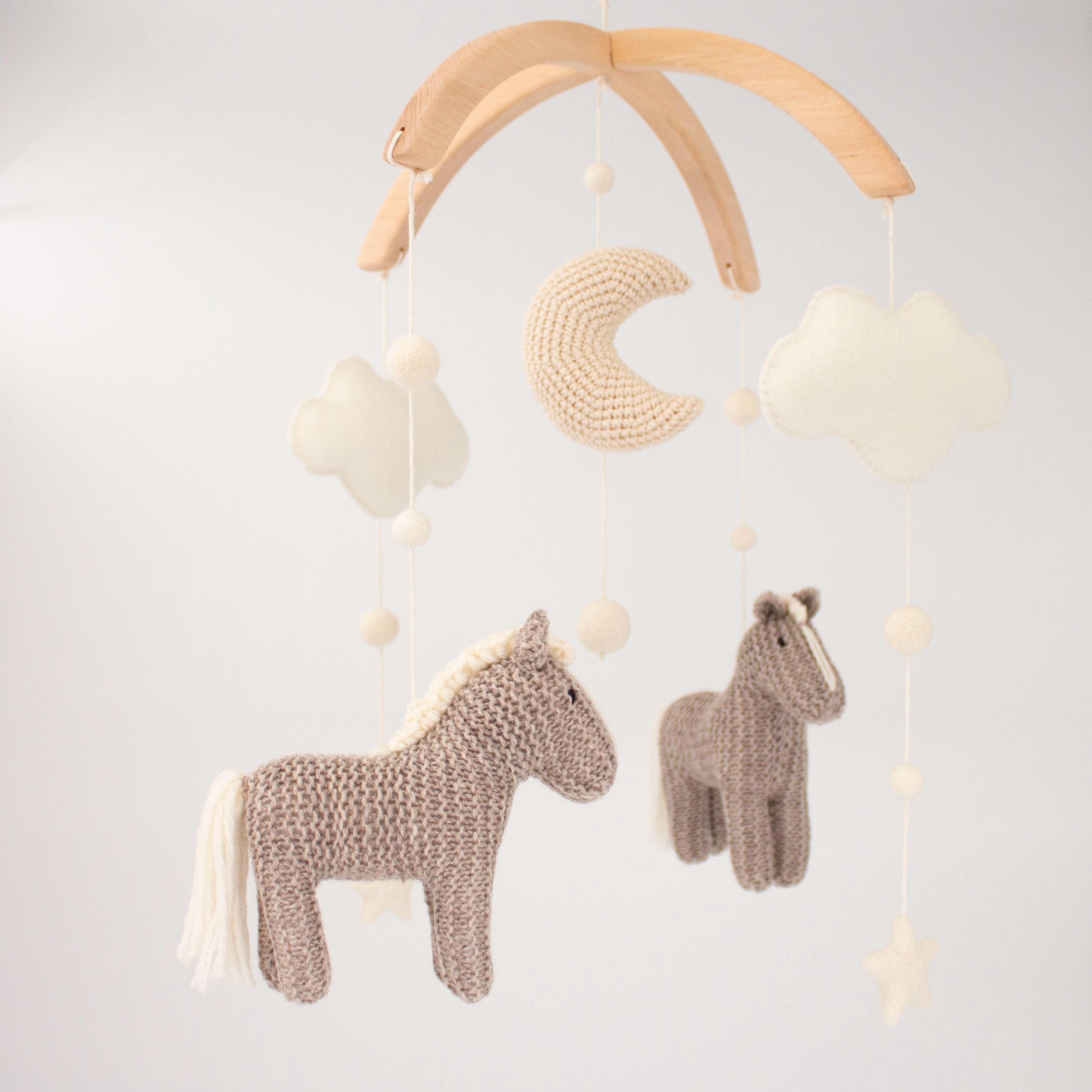 Horse baby mobile - Neutral Farm Nursery Decor - Pony cot mobile - Cowboy / Cowgirl crib mobile - western, equestrian, minimalist, rustic