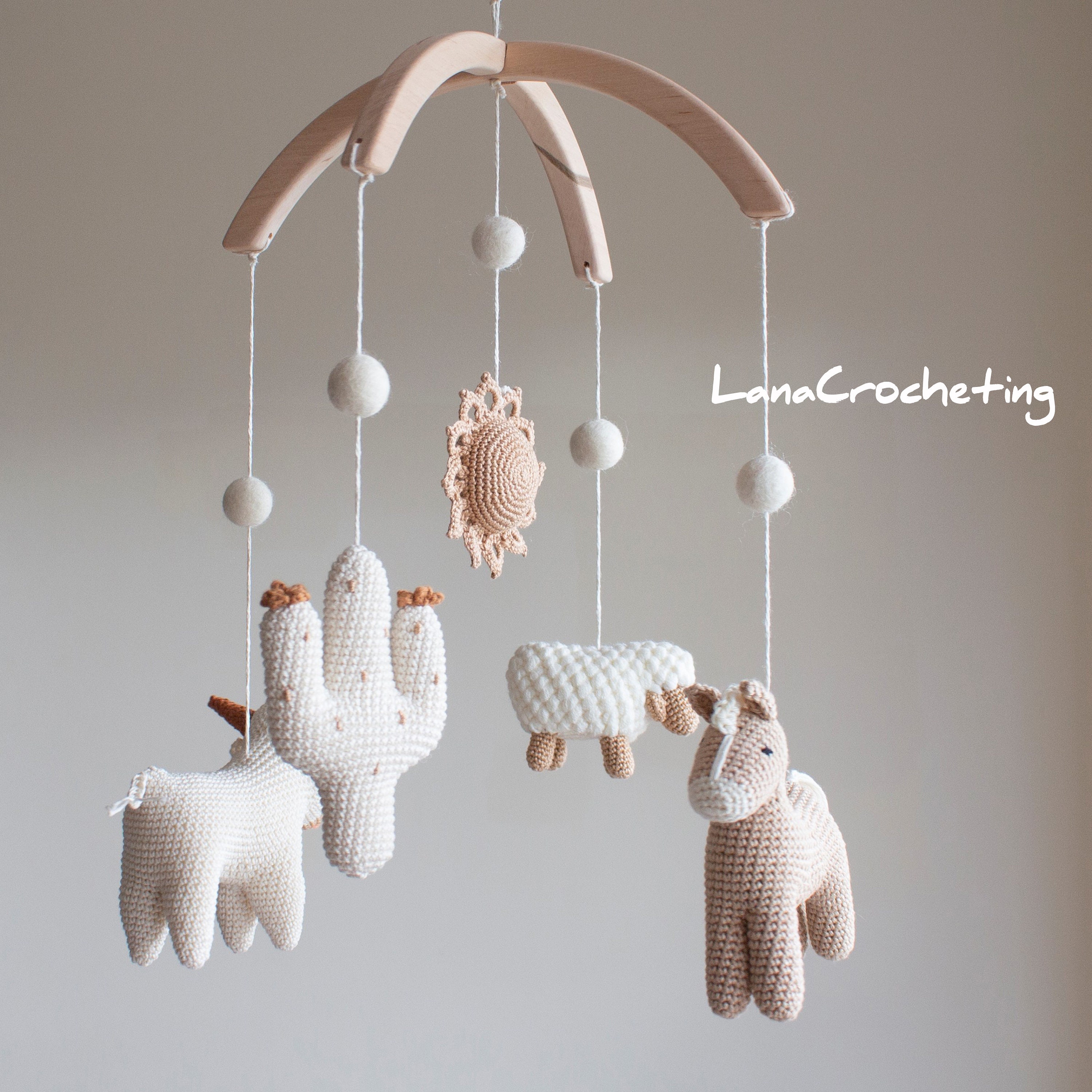 Boho Farm Nursery Mobile Highland Cow Horse Sheep Sun Etsy