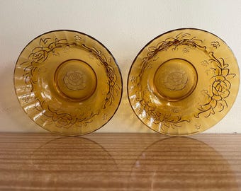 Vintage amberkleurige depressieglazen schalen Indiana Glass Co