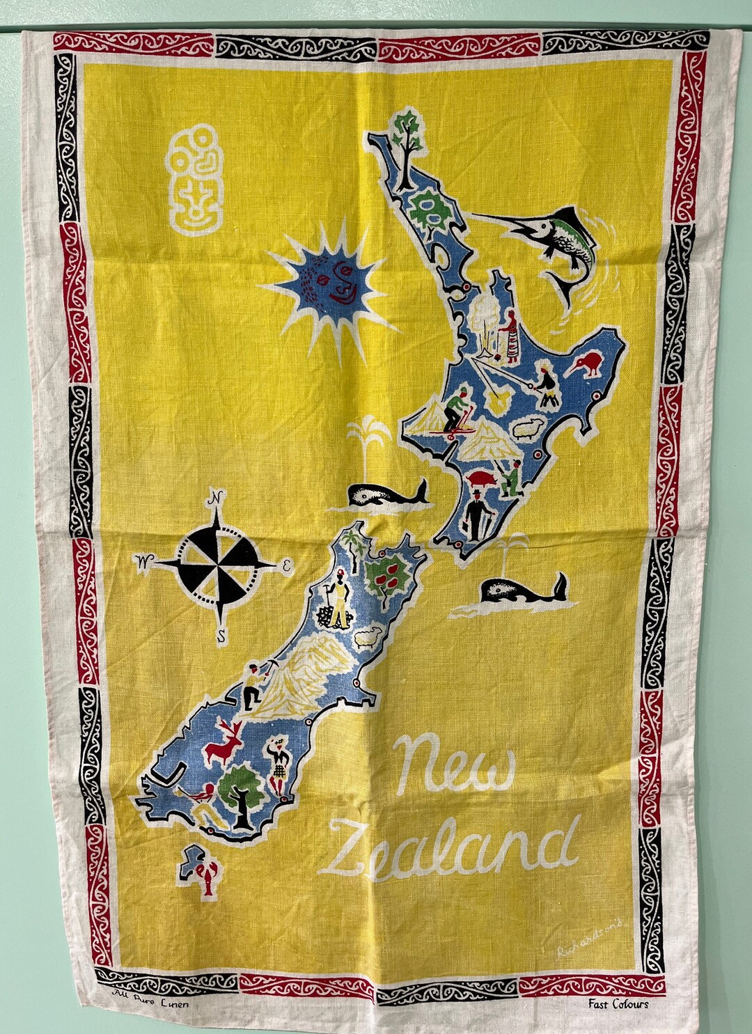 Vintage Mid1970s Souvenir New Zealand Tea Towel From New Etsy