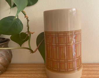 Termo vintage de tartán Aladdin: botella de vacío de la década de 1970, fabricada en EE. UU.