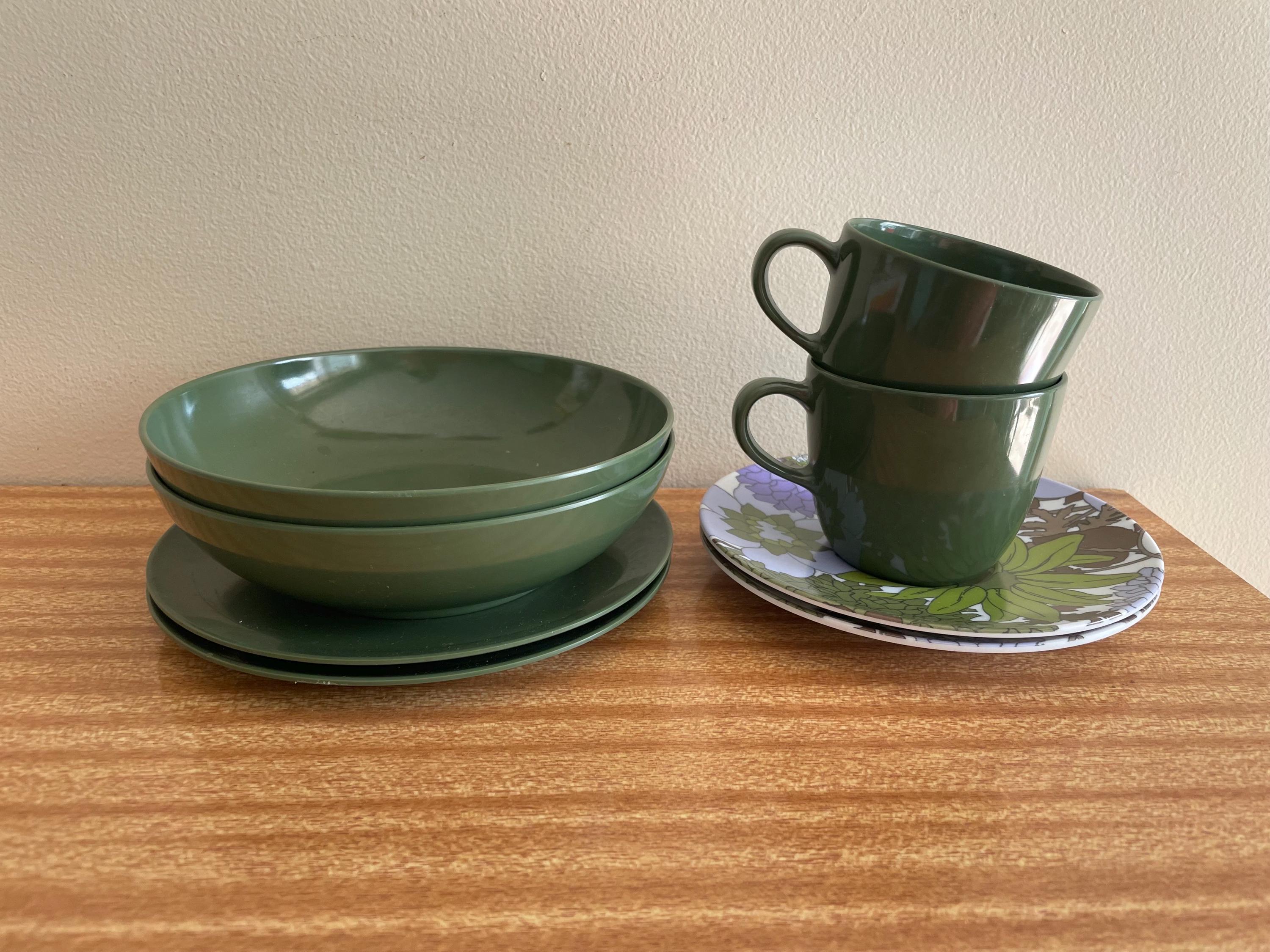 Coppia Posate Da Insalata In Melammina Floreale Turchese - Set Da Servizio Per Esterni, BBQ E Picnic, Lavabili In Lavastoviglie, Resistente A Rottura E Graffi, 27,5 Cm - 3