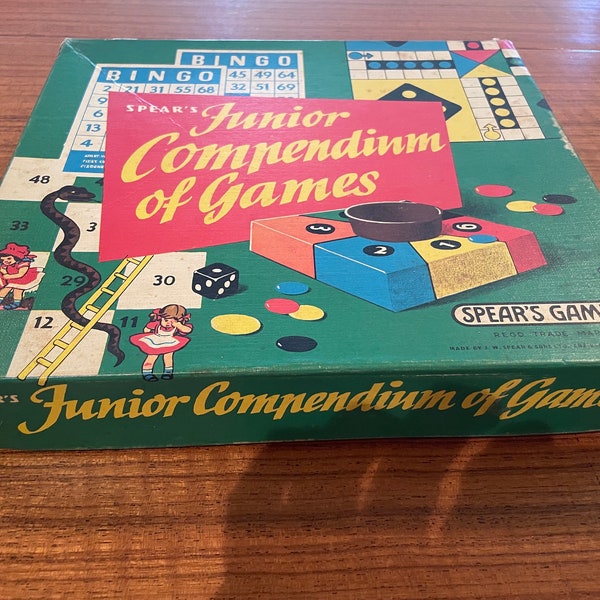 Spear’s Junior Compendium of Games 1950s vintage board game set