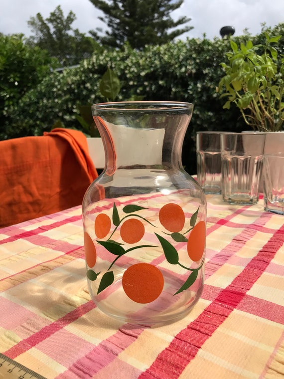 Retro 1970s Oranges Design Glass Pitcher Jug Cool!
