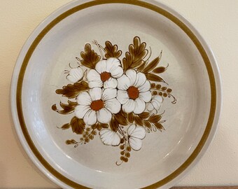 Vintage Mountain Wood Collection Stone Ware Dried Flowers Dinner Plate JAPAN