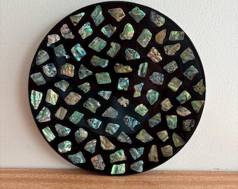 Piatto souvenir vintage in conchiglia di Paua della Nuova Zelanda