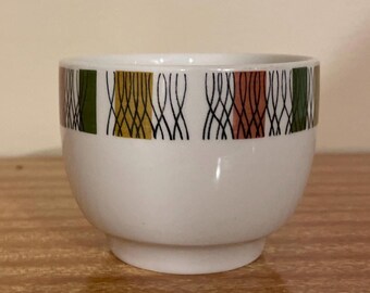 Vintage Mid Century W H Grindley Mardi Gras Alpha 27 geglazuurde hotelbeker zonder handvat, suikerpot | 4 stuks beschikbaar