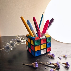 Rubik&#39;s cube planter for painting DIY crafts, paint your own succulent pot planter for a special gift or unique home decoration office decor