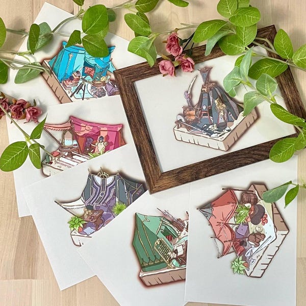 Estampas de arte da barraca de companhia de Baldur's Gate 3 – Fan Art isométrico de BG3