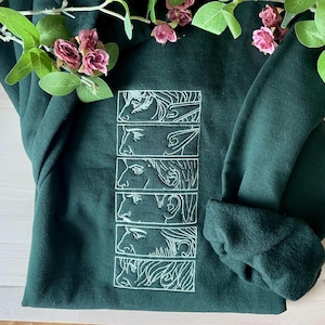 Custom Inquisitor Dragon Age Inquisition Embroidered Sweatshirt – Choose Your Characters (1–6 Panels) – Minimalist Gamer Gift