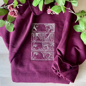 Custom Hawke Dragon Age 2 Embroidered Sweatshirt – Choose Your Characters (1–6 Panels) – Minimalist Gamer Gift