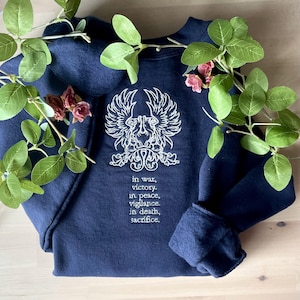 Navy Blue Warden Embroidered Sweatshirt — In War, Victory — Gaming Merch