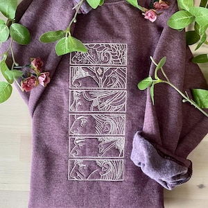 Custom Dragon Age Veilguard Embroidered Sweatshirt – Choose Your Characters (1–6 Panels) – Minimalist Gamer Gift