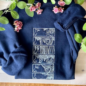 Custom Dragon Age Origins Embroidered Sweatshirt – Choose Your Characters (1–6 Panels) – Minimalist Gamer Gift
