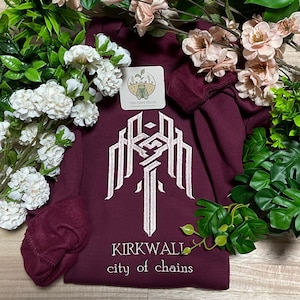 Dragon Age 2 Kirkwall Embroidered Sweatshirt — Hawke, City of Chains — Cozy Fantasy Game