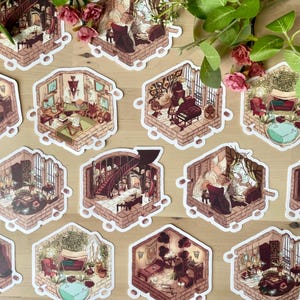 Dragon Age Veilguard Stickers – Isometric Companion Room Art – Bellara, Emmrich, Neve, Taash, Harding, Lucanis, Davrin, and More
