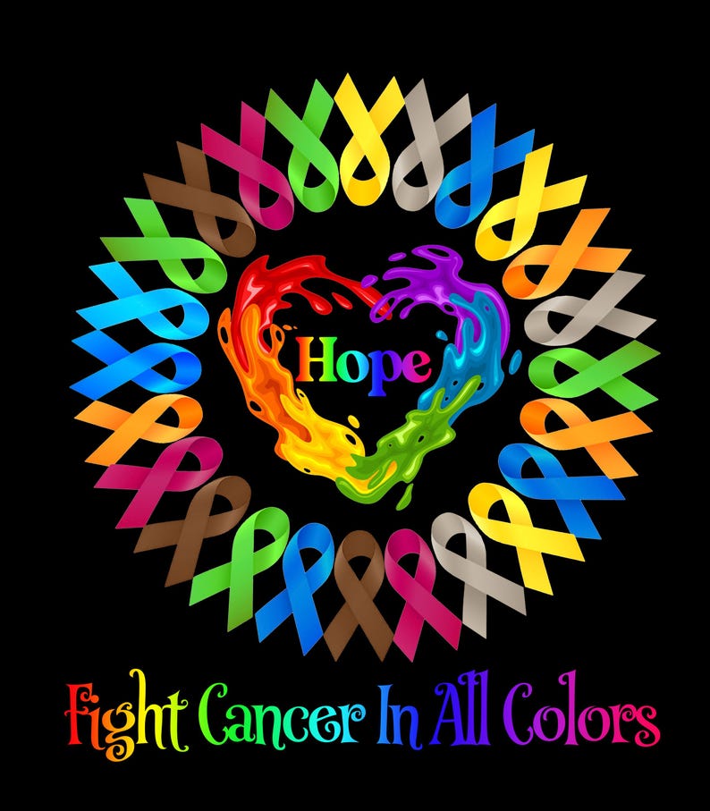 Fight Cancer in All Colors Cancer Awareness Bundle PNG File, Cancer ...